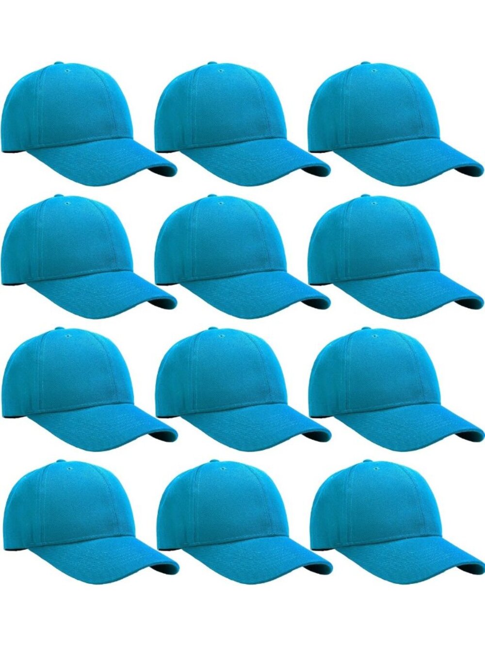 12-Pack Adjustable Baseball Caps - Plain Solid Color Bulk Lot, Perfect for